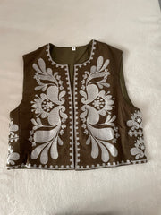 Vest, vintage vest, Indian folk cottagecore, french, retro, Tyrol, Tyrolean, vest, ethnic, bohemian style, boho, traditional, flowers