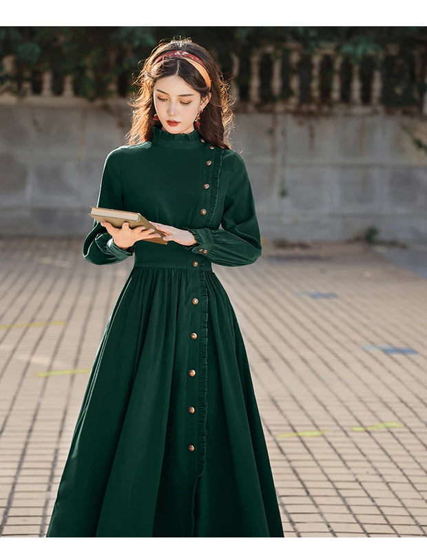 Althea vintage dress, Chic Regular Fit Corduroy, Vintage French dress, cottagecore dress, 1940s