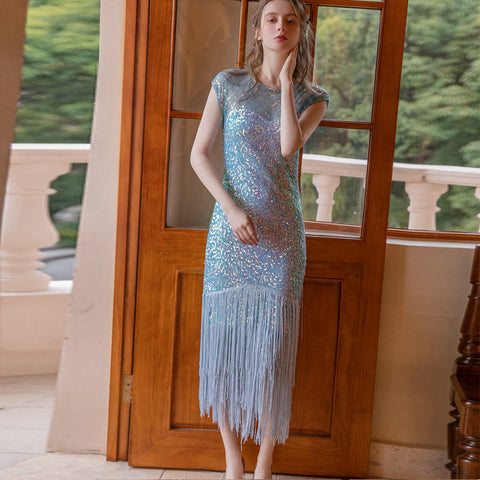 gatsby dress for prom Great Gatsby Dresses Online ZAPAKA Women 1920s Prom Dress Champagne Sequins Sheath Style A unique and exquisite beads and sequins embellished flapper dress Great Gatsby Style Fringe 20's