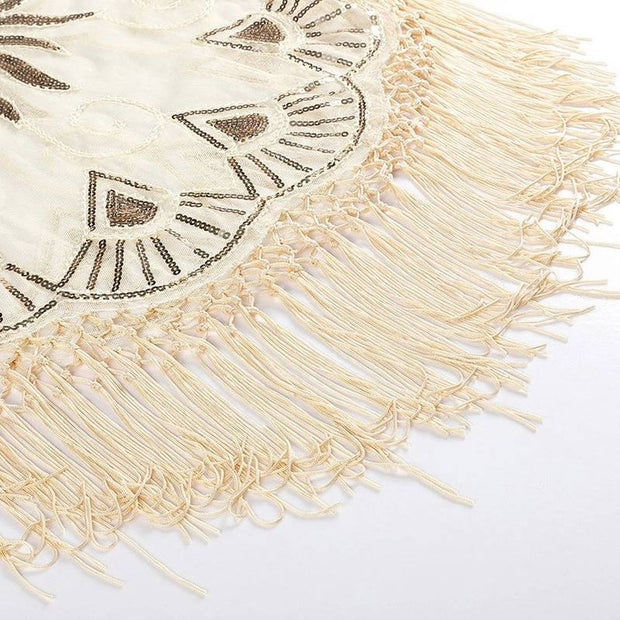 Flapper Shawl, 1920s Gatsby Vintage Retro Shawl Beaded Sequins Short Tops Party Evening Scarf Bridal Wraps Bolero Flapper Cape Cover Up