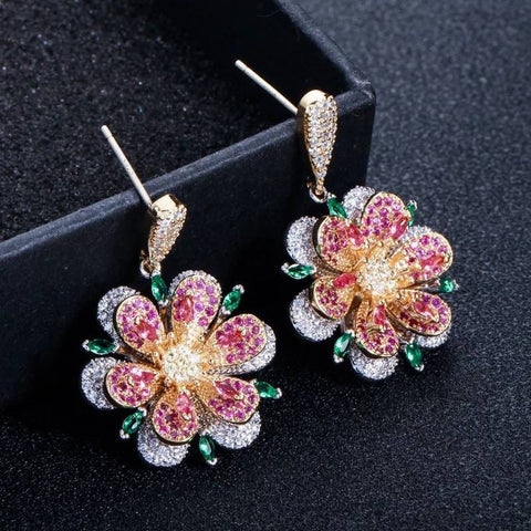 Flower earrings, earrings, vintage earrings, art deco earrings, glamour, 1920s, sparkling earrings, gatsby, flapper