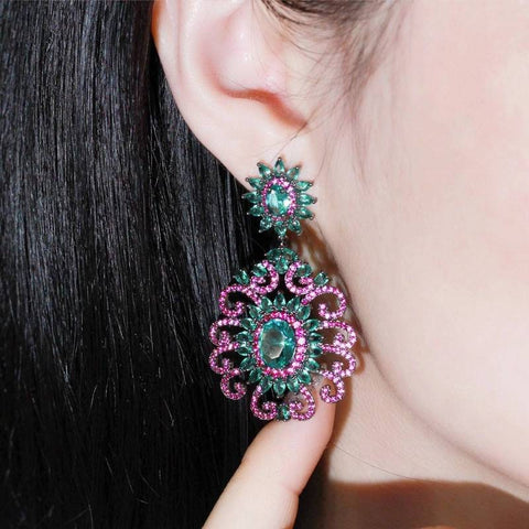 Blue and purple sparkly earrings, earrings, vintage earrings, art deco earrings, glamour, 1920s, sparkling earrings, gatsby, flapper