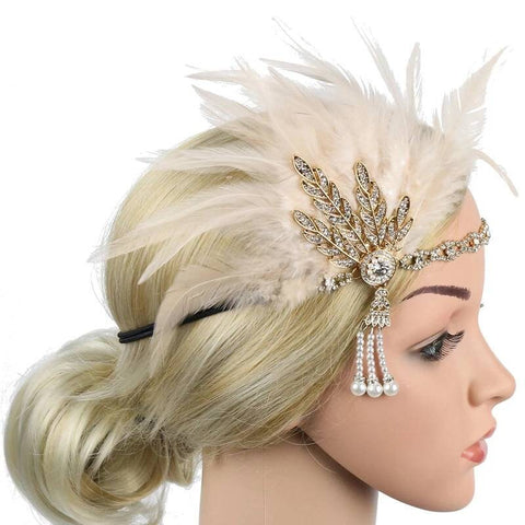 Diadema Gatsby Flapper 20er Jahre Strassperlen Arte-Deco-Stirnband 1920er Kopfschmuck Fascinator, Brautstirnband, Kristallband-Stirnband