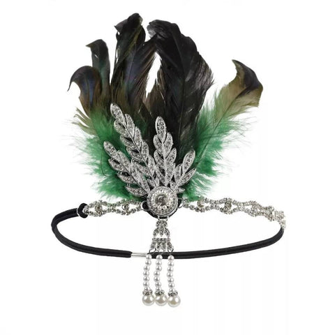 Gatsby Flapper Headband 20's rhinestone pearls art deco headband 1920's Headpiece fascinator, Bridal Headband, Crystal Ribbon Headband