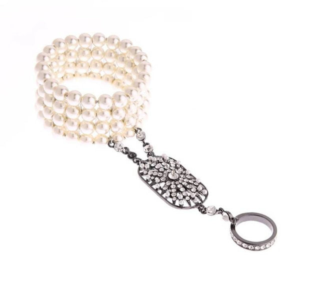 Flapper Gatsby bracelet, 20's rhinestone pearls art deco headband 1920's Headpiece fascinator, Bridal, bracelet, bracelet