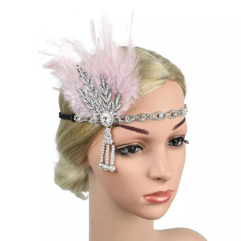 Gatsby Flapper Headband 20's rhinestone pearls art deco headband 1920's Headpiece fascinator, Bridal Headband, Crystal Ribbon Headband