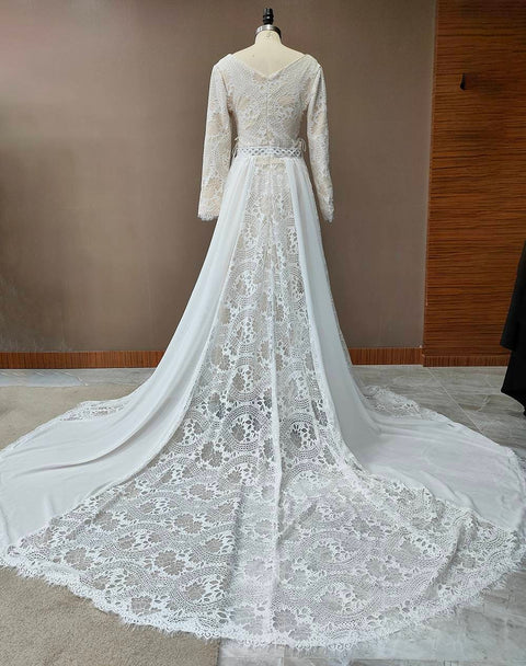 victorian bohemian vintage wedding dresses Vintage victorian style high neck Bohemian Wedding ivory cream lace we MJcostume