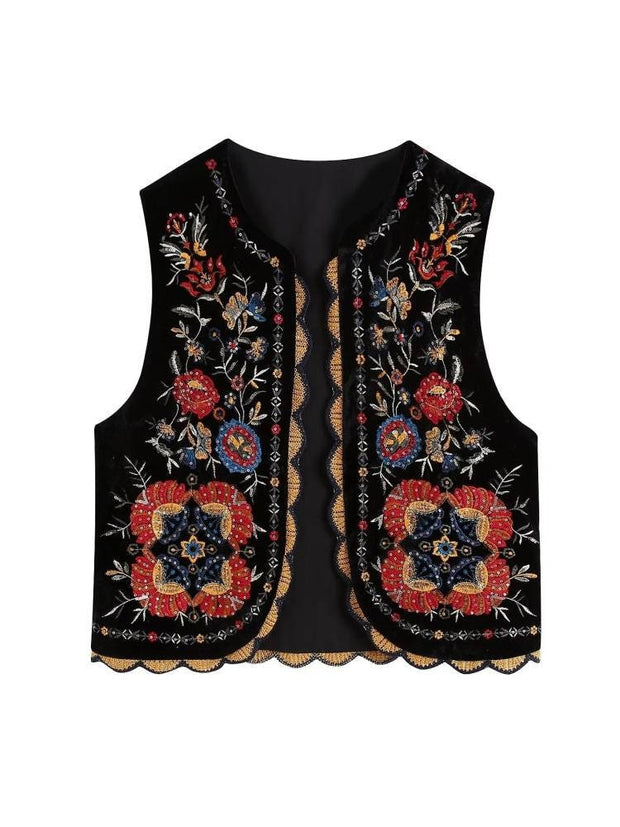 Vest, vintage vest, Indian folk cottagecore, french, retro, Tyrol, Tyrolean, vest, ethnic, bohemian style, boho, traditional, flowers