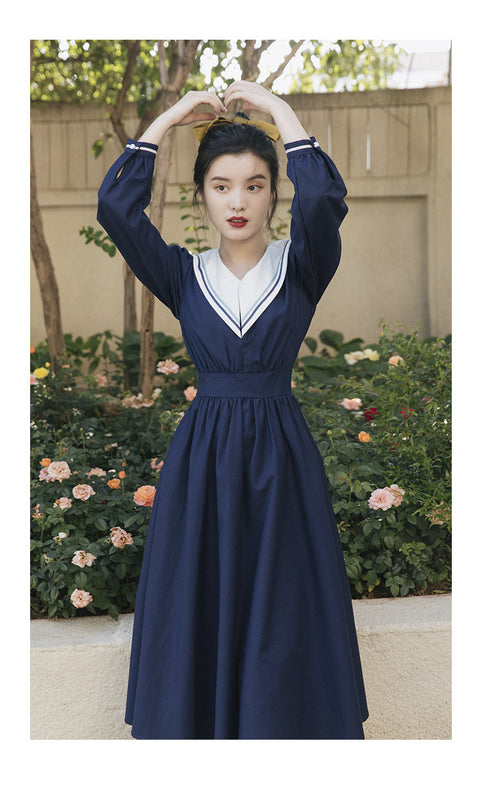 Ramona vintage dress, vintage French dress, vintage dress, sailor dress, cottagecore dress, French dress, sailor dress, 1940s